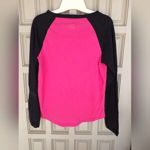 Joe Boxer Two Tone Tee SzM 3/4 Sleeves Pink/Blk Cotton Blend Perfect Fall Tee